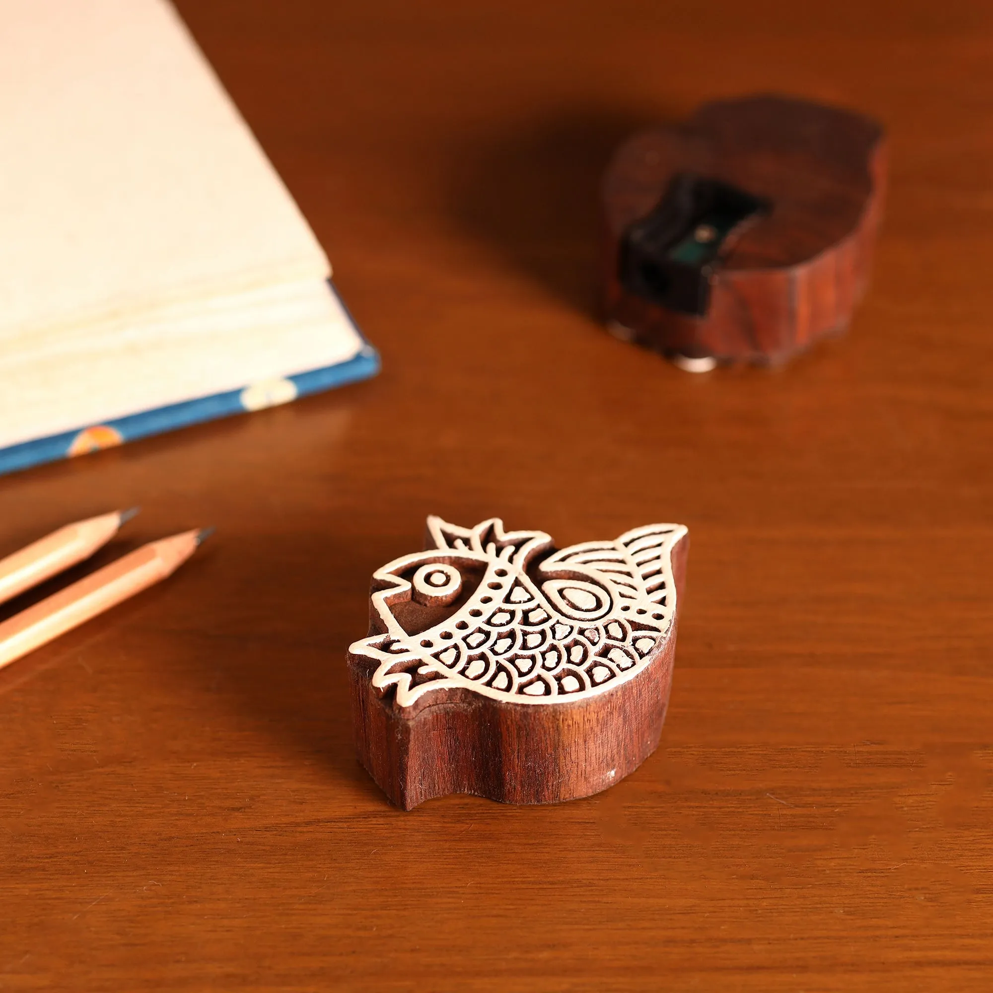 Fish - Hand Carved Sheesham Wood Block Sharpener