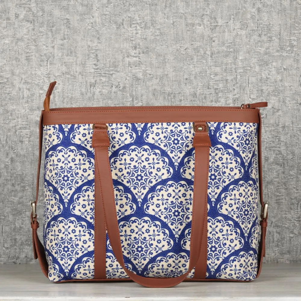 Floral Blue Pottery Women's Office Bag