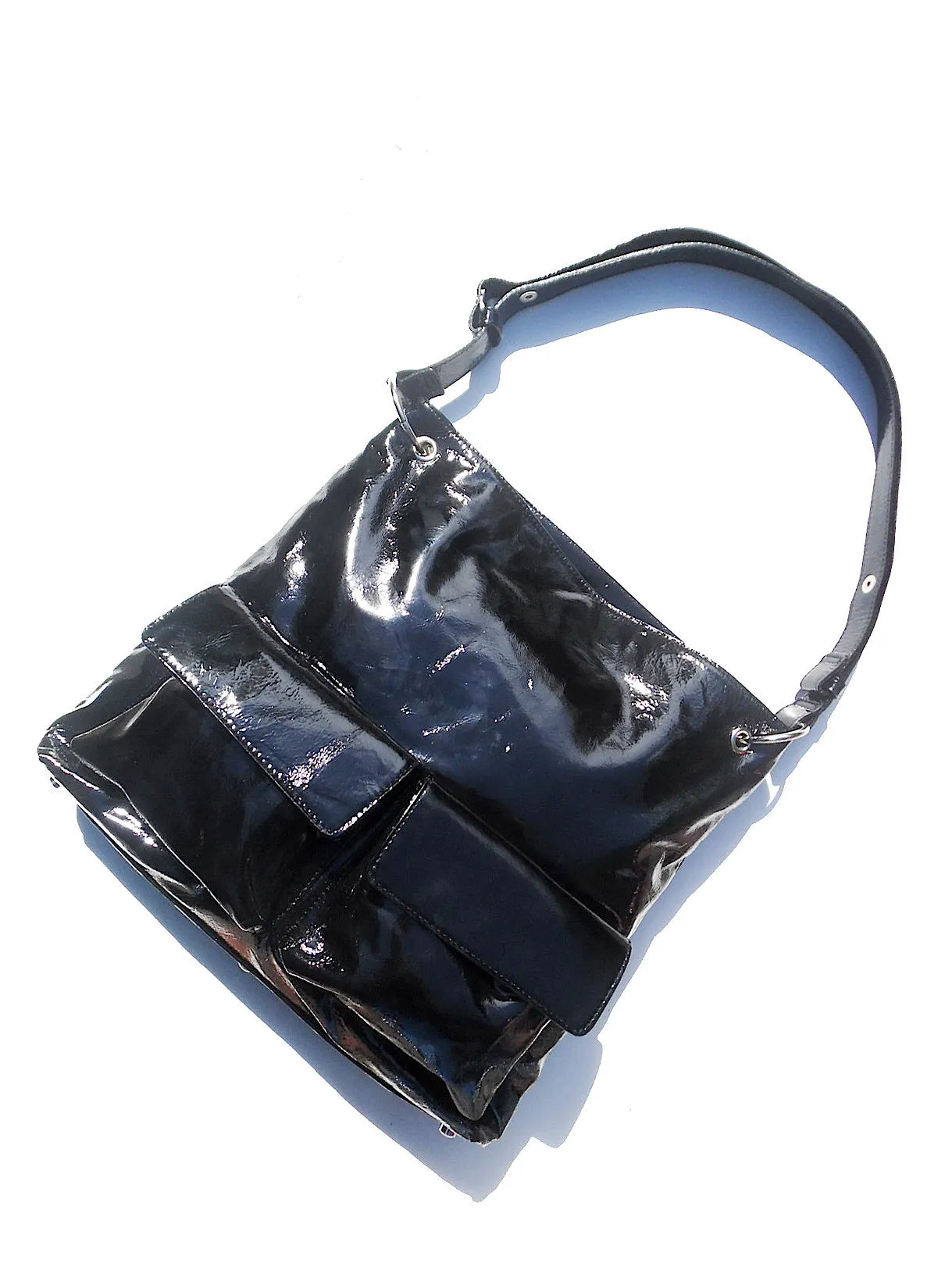 Gapock X Crossbody Travel Bag Patent Leather Espresso