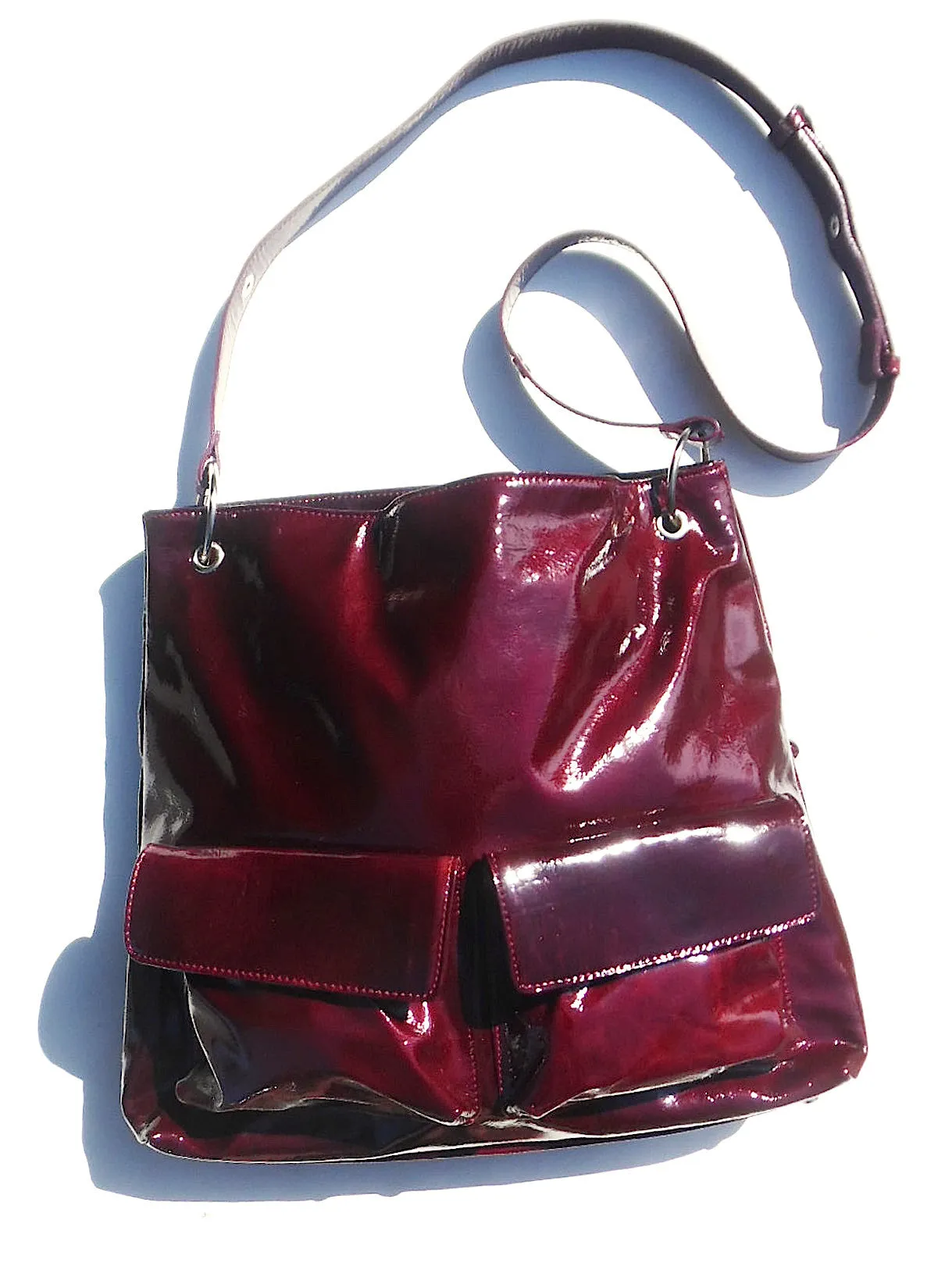 Gapock X Crossbody Travel Bag Patent Leather Espresso