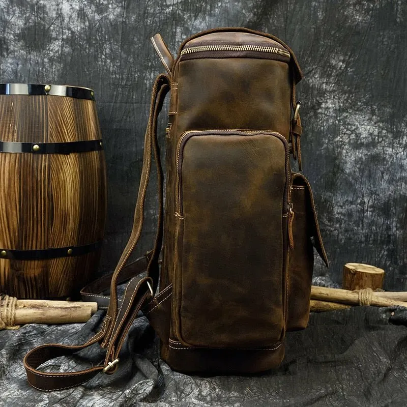 Genuine Burnished Leather Road-Ready Backpack