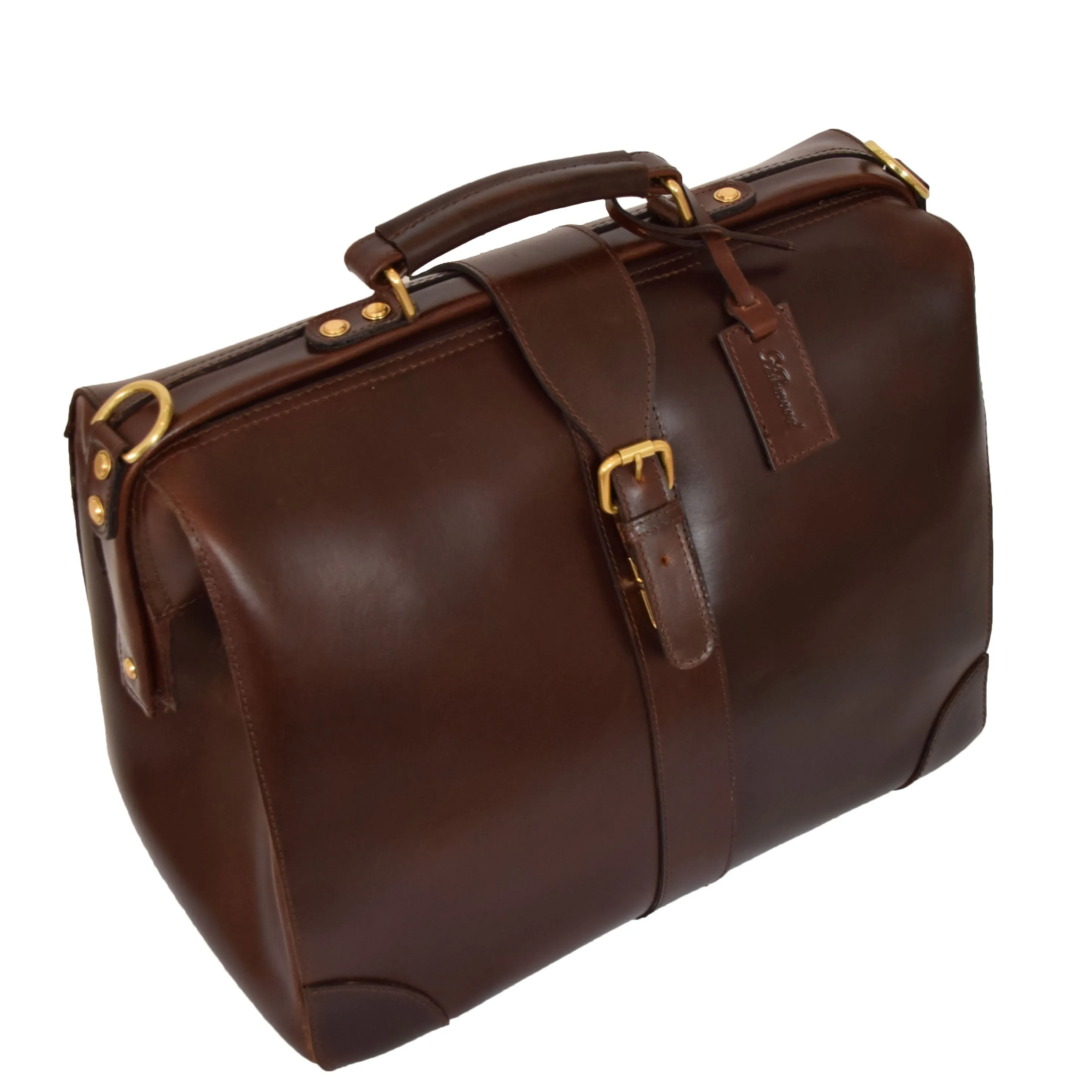 Genuine Leather Doctors Briefcase Gladstone Bag Duke Brown