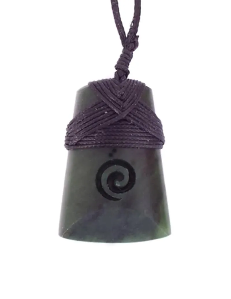 Genuine NZ Greenstone Toki with Koru Necklace