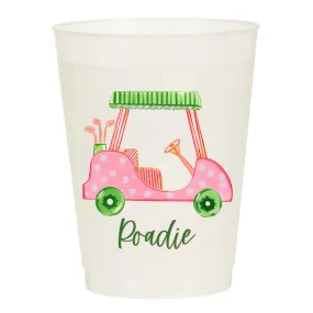 Girly Golf Cart Roadie Frosted Cups- set of 6