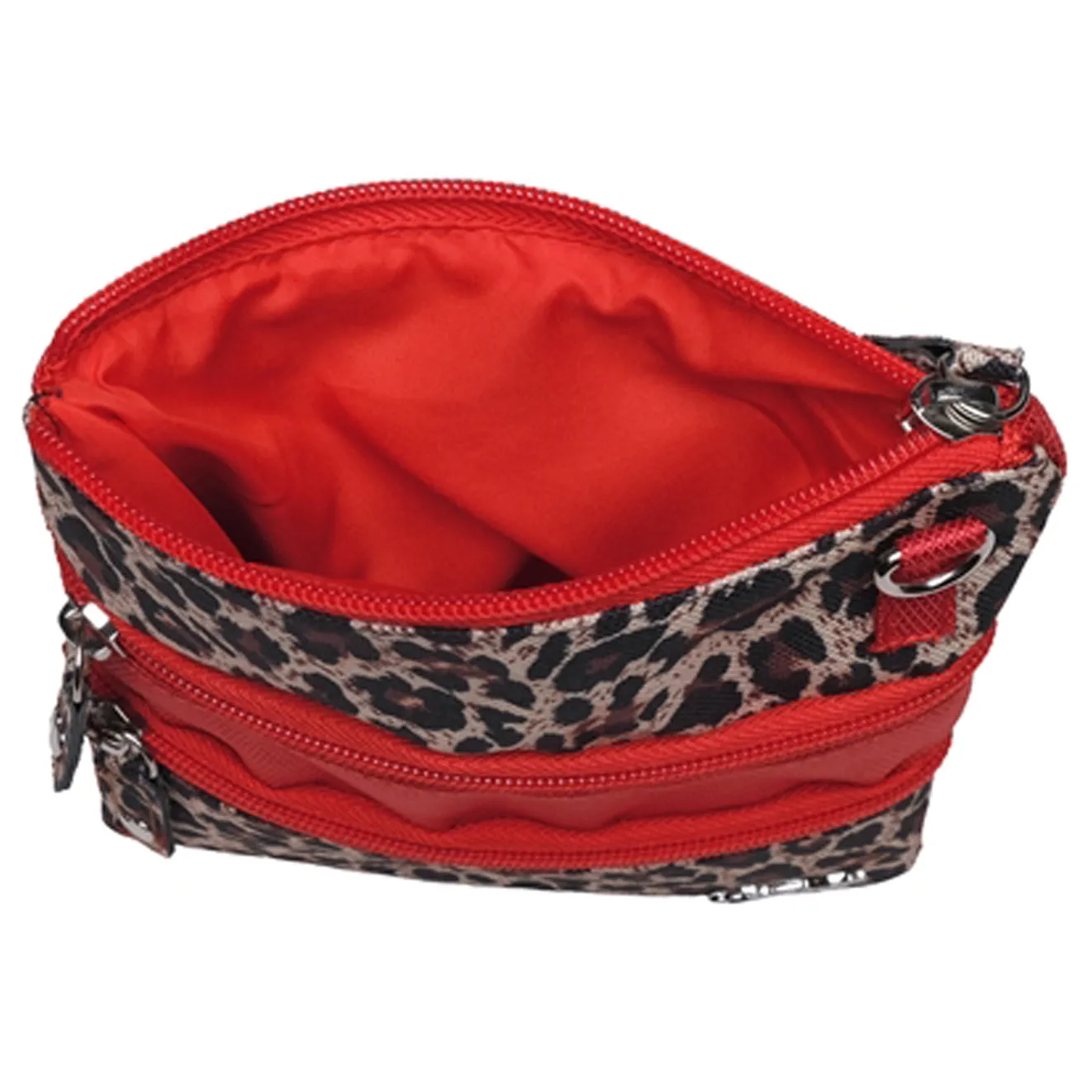 Gloveit 3-Zip Red Leopard Crossbody