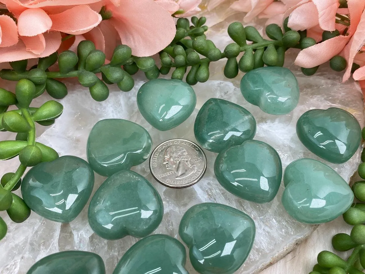 Green Aventurine Hearts