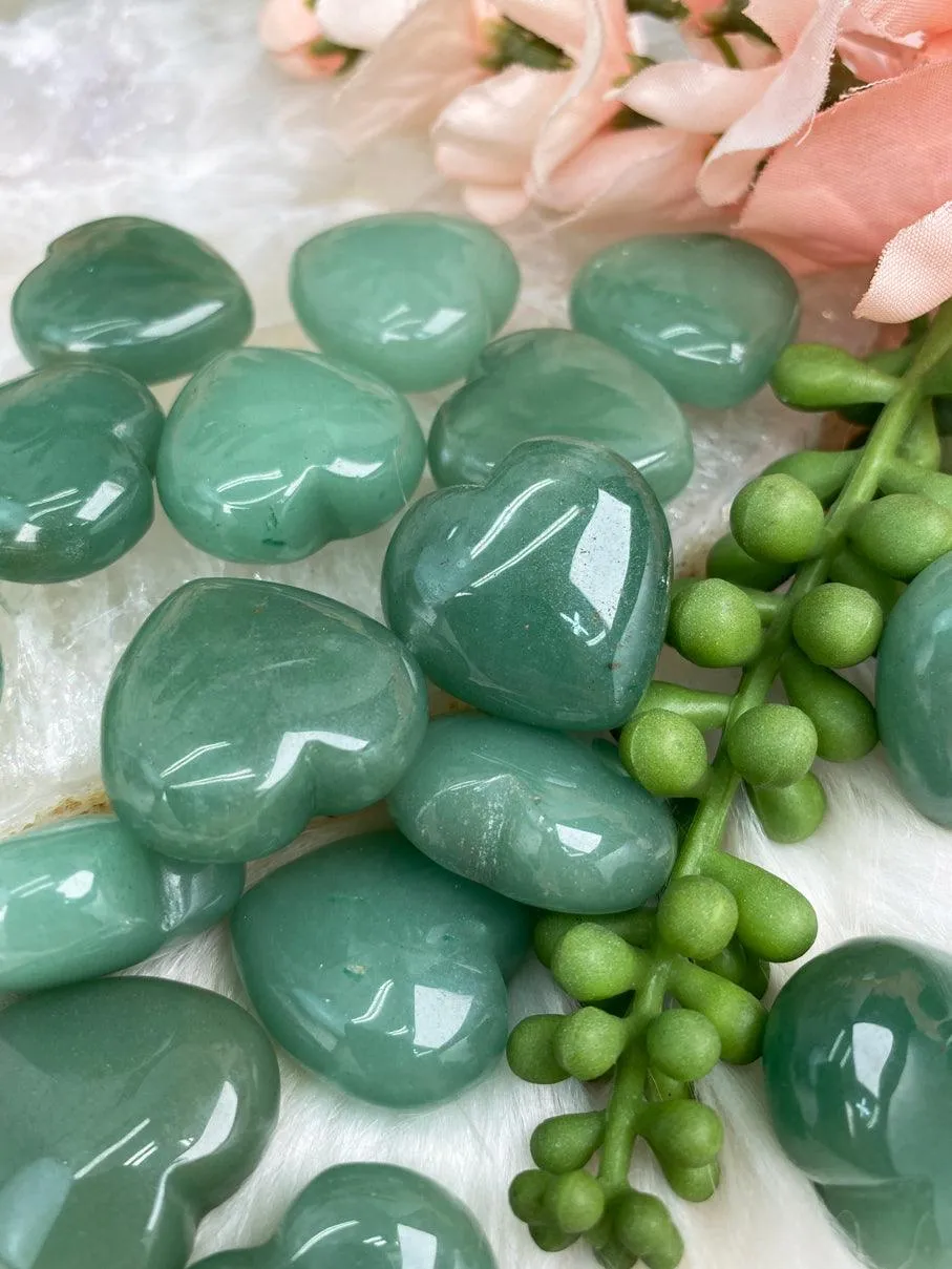 Green Aventurine Hearts