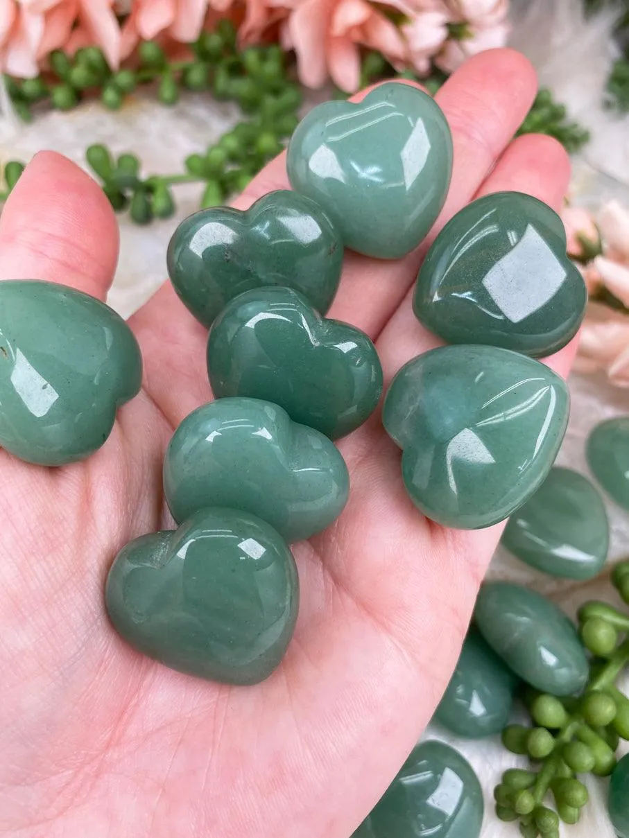 Green Aventurine Hearts