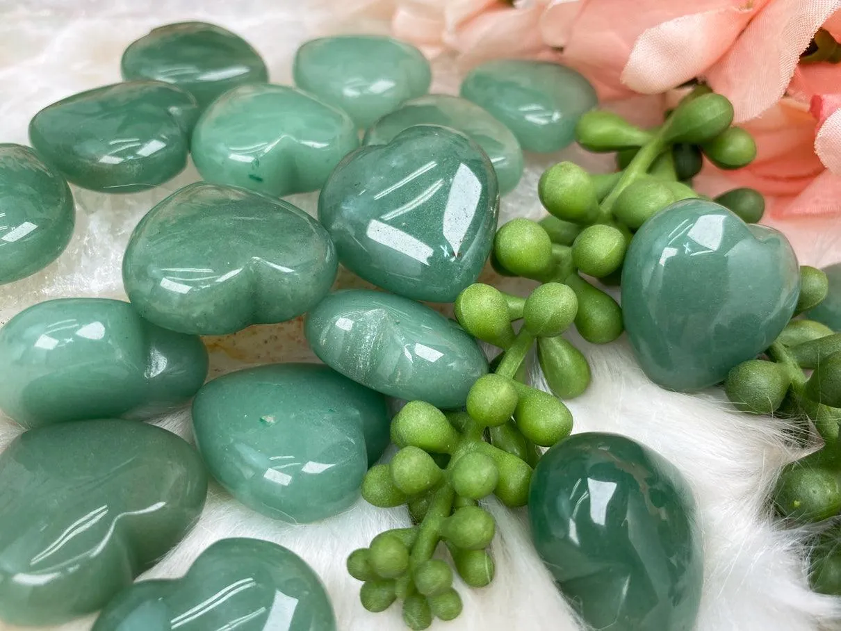 Green Aventurine Hearts