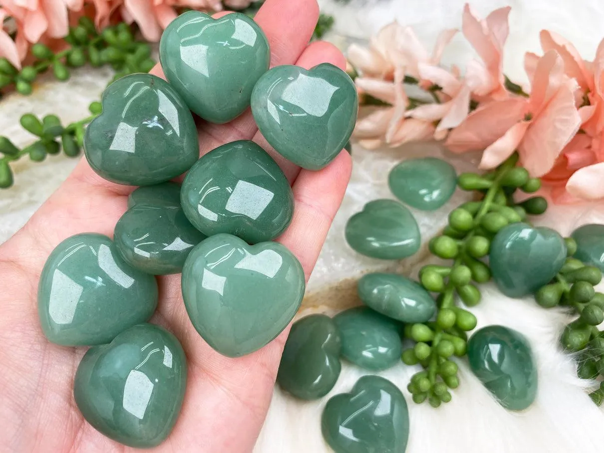 Green Aventurine Hearts