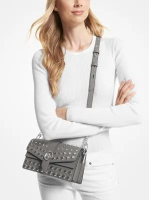 Greenwich Medium Studded Saffiano Leather Shoulder Bag | 55573