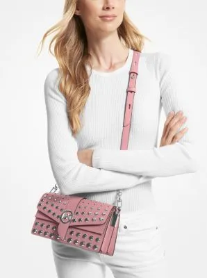 Greenwich Medium Studded Saffiano Leather Shoulder Bag | 55573