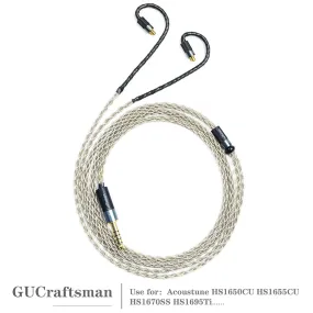 GUCraftsman 6N Single Crystal Silver Earphone Cables For Acoustune HS1650CU HS1655CU HS1670SS HS1695Ti