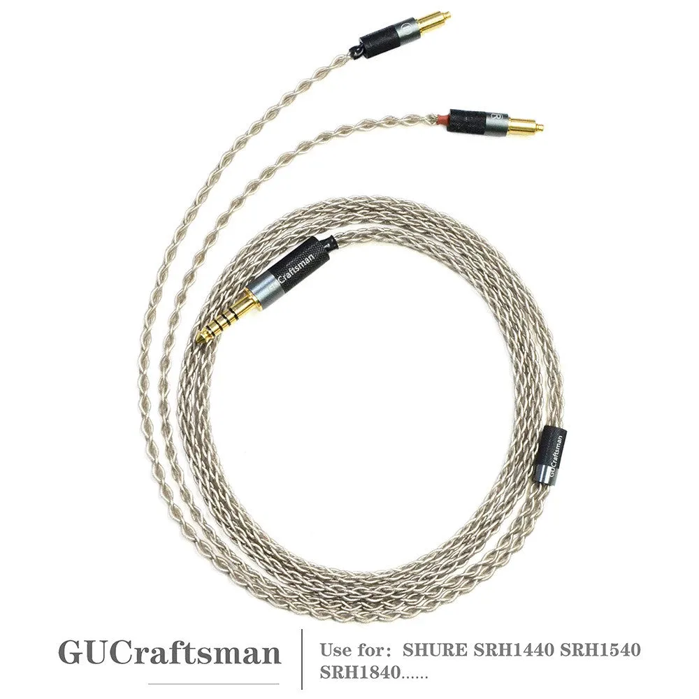 GUCraftsman 6N Single Crystal Silver Headphone Cables For SHURE SRH1440 SRH1540 SRH1840