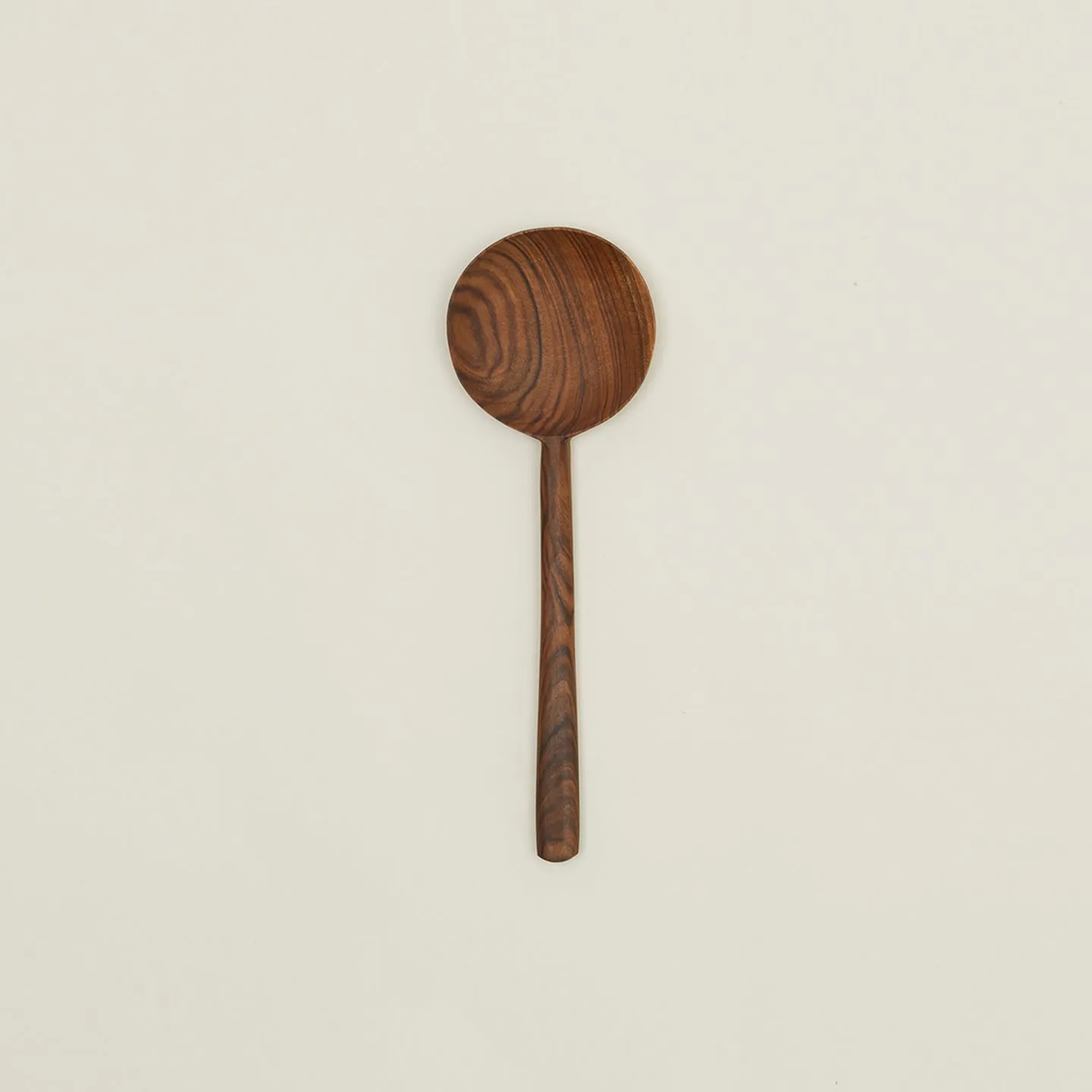 Hand Carved Walnut Large Round Spoon