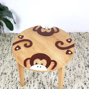 Hand Carved Wooden Monkey Kid's Table, Non-Toxic, Solid Wood