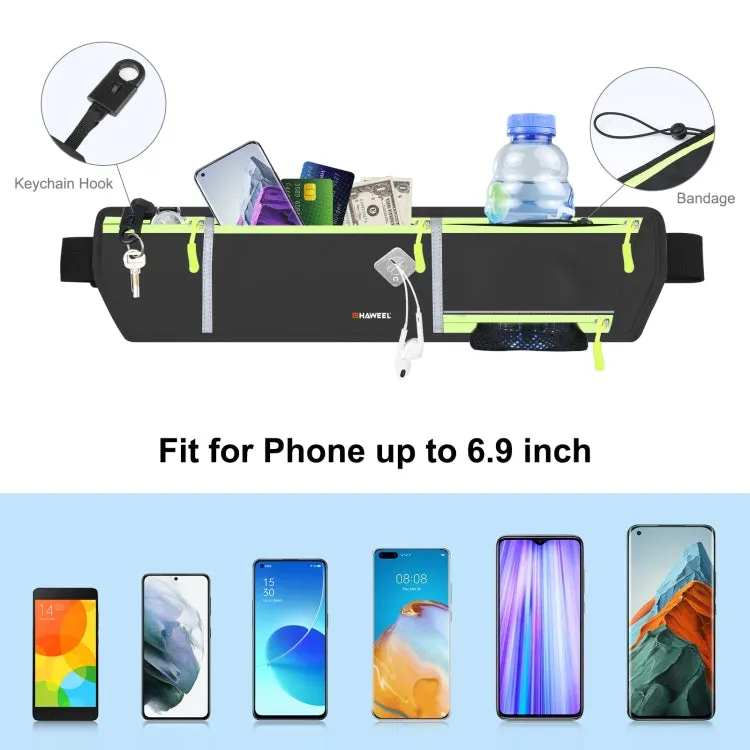 HAWEEL Running Belt Waist Fanny Pack Bag Sports Waterproof Waist Phone Pocket(Black)