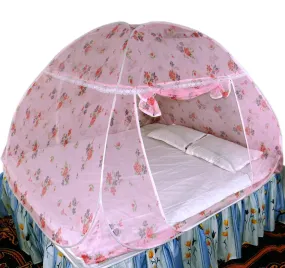 Healthy Sleeping Foldable Polyester Double Bed Mosquito Net (Light Pink)