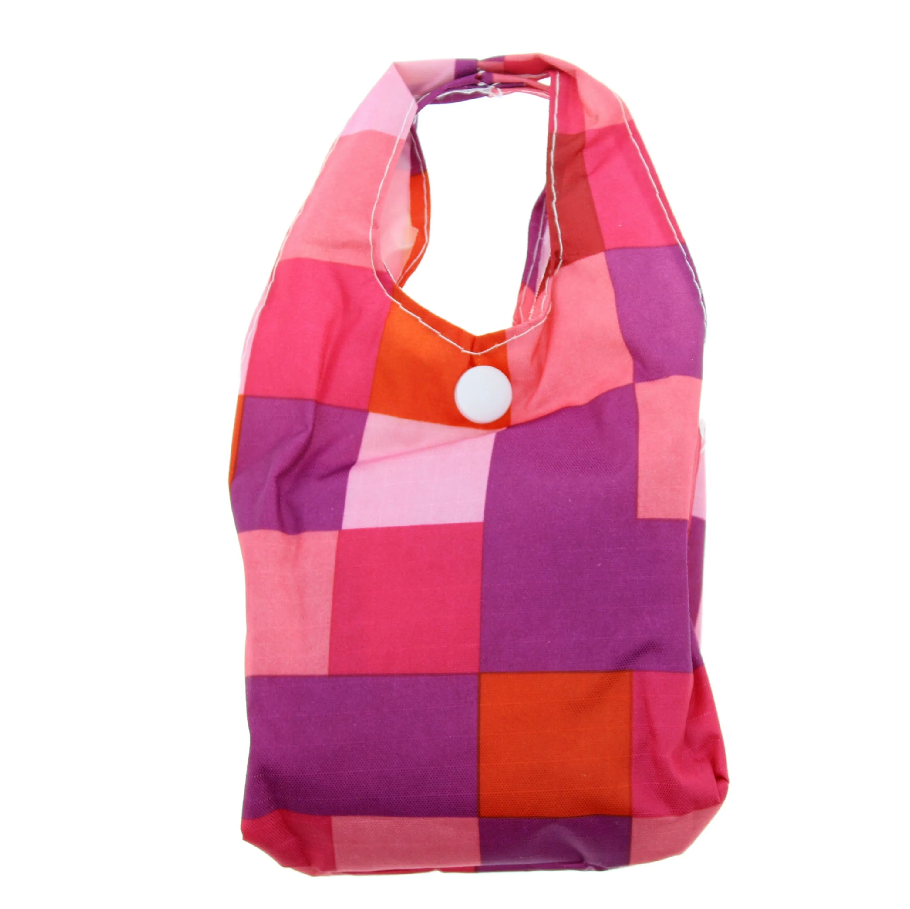 Heavy Duty Bright Checkered Shopping Bag in Pocket Pouch