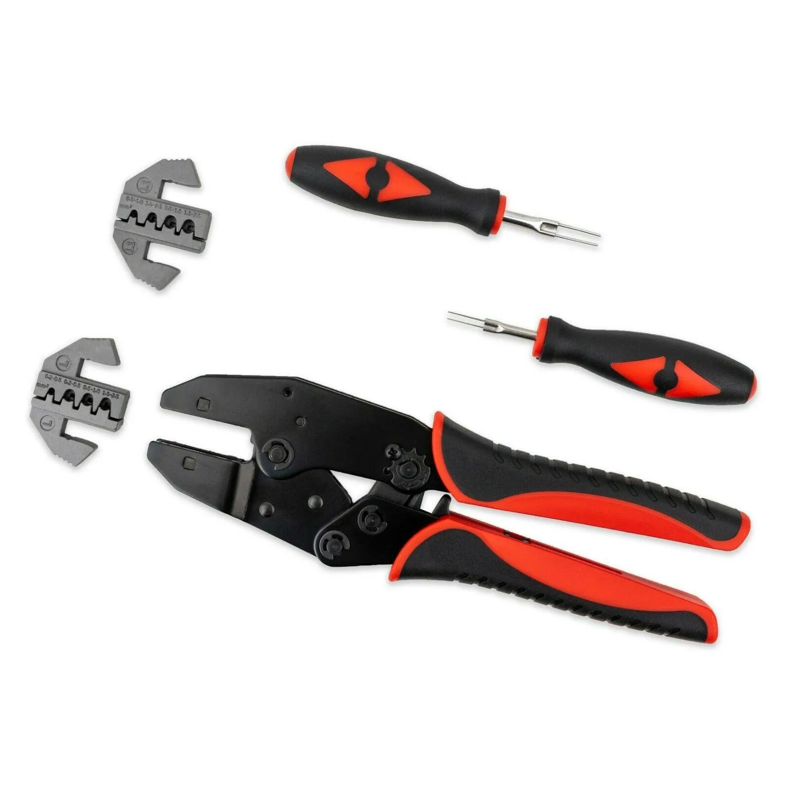 JPT & MCP Flat Connector Repair Kit - Ratcheting Terminal Crimper Set with Removal Tools (MAF, MAP, CTS, Oxygen Sensor, EV1 Injector Terminals)