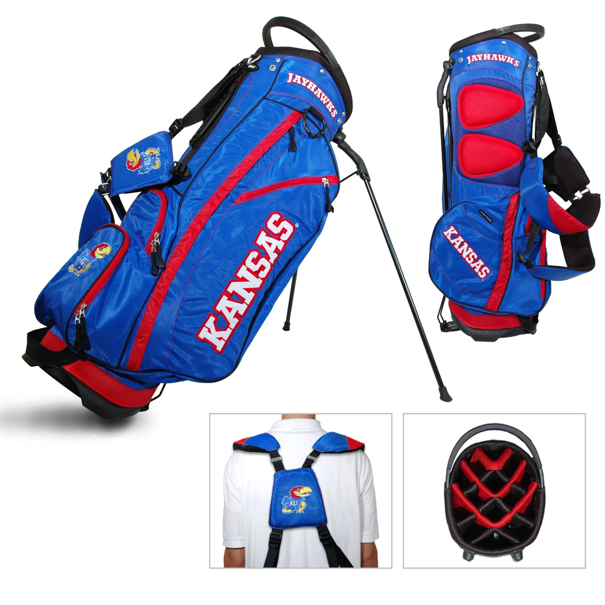 Kansas Jayhawks Team Golf Fairway Lightweight 14-Way Top Golf Club Stand Bag