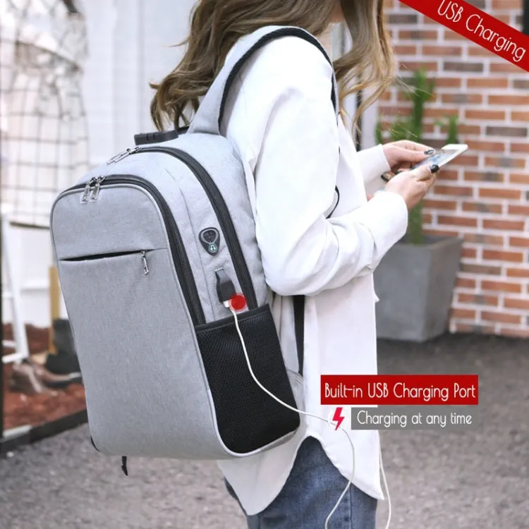 Laptop Backpack School Bags Anti-theft Travel Backpack with USB Charging Port(Grey)