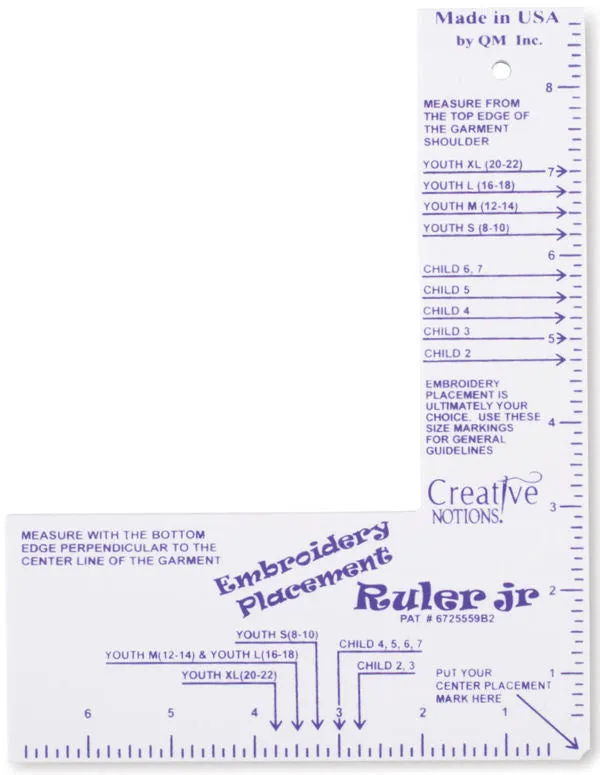 Little Buddy Embroidery Placement Ruler JR (CNEPRJR1)