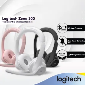 Logitech Zone 300 Wireless Bluetooth Headset With Noise-Canceling Microphone | Compatible with Windows, Mac, Chrome