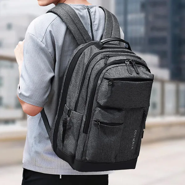 Men Anti Theft Waterproof Travel Bag USB Charging Port 15.6 Inch Laptop Backpack