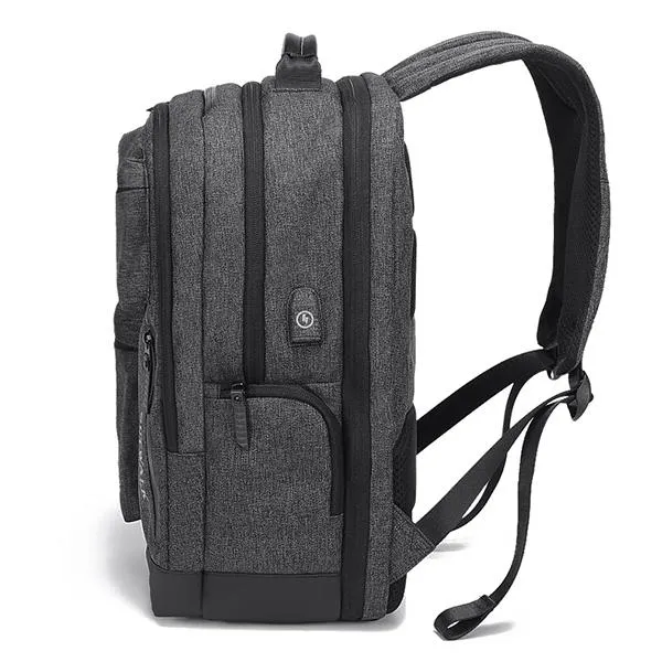 Men Anti Theft Waterproof Travel Bag USB Charging Port 15.6 Inch Laptop Backpack