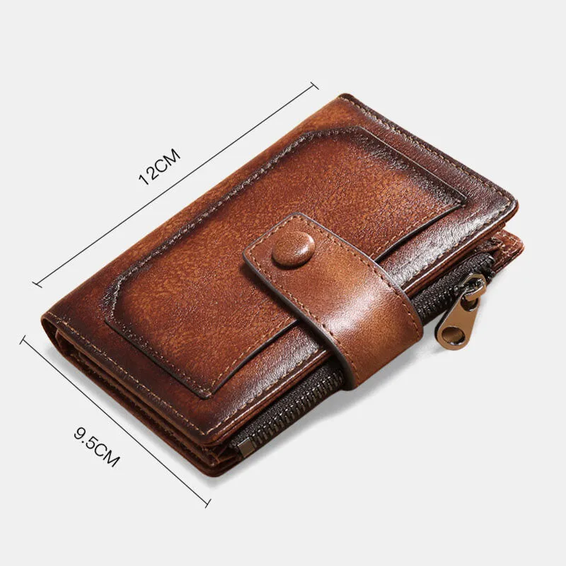 Men Genuine Leather RFID Anti-theft Multifunction Large Capacity Foldable Card Holder Wallet