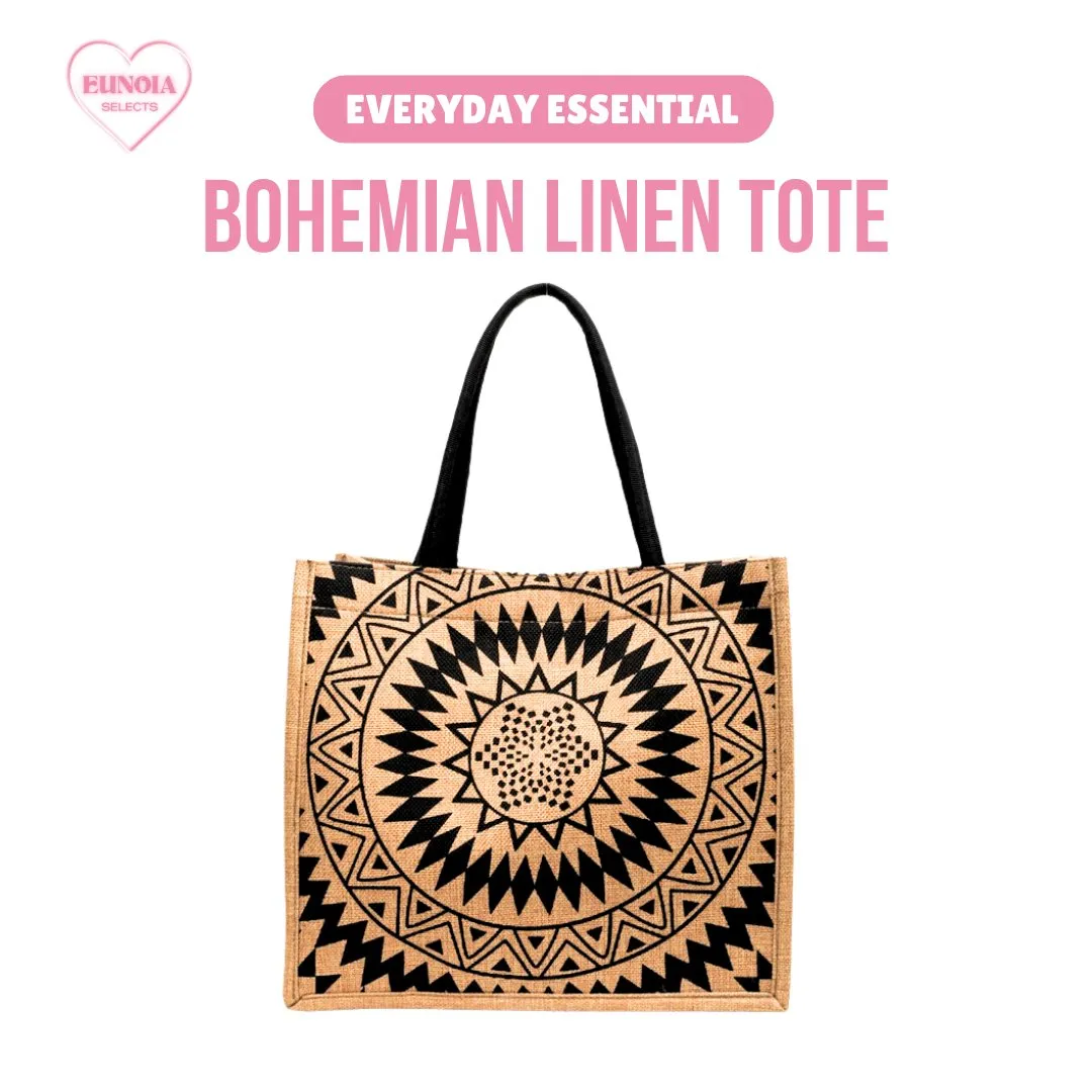 MIA Bohemian Linen Tote Bag - Large Capacity Chic Purse for Everyday