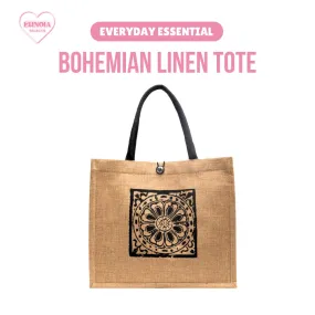 MIA Bohemian Linen Tote Bag - Large Capacity Chic Purse for Everyday