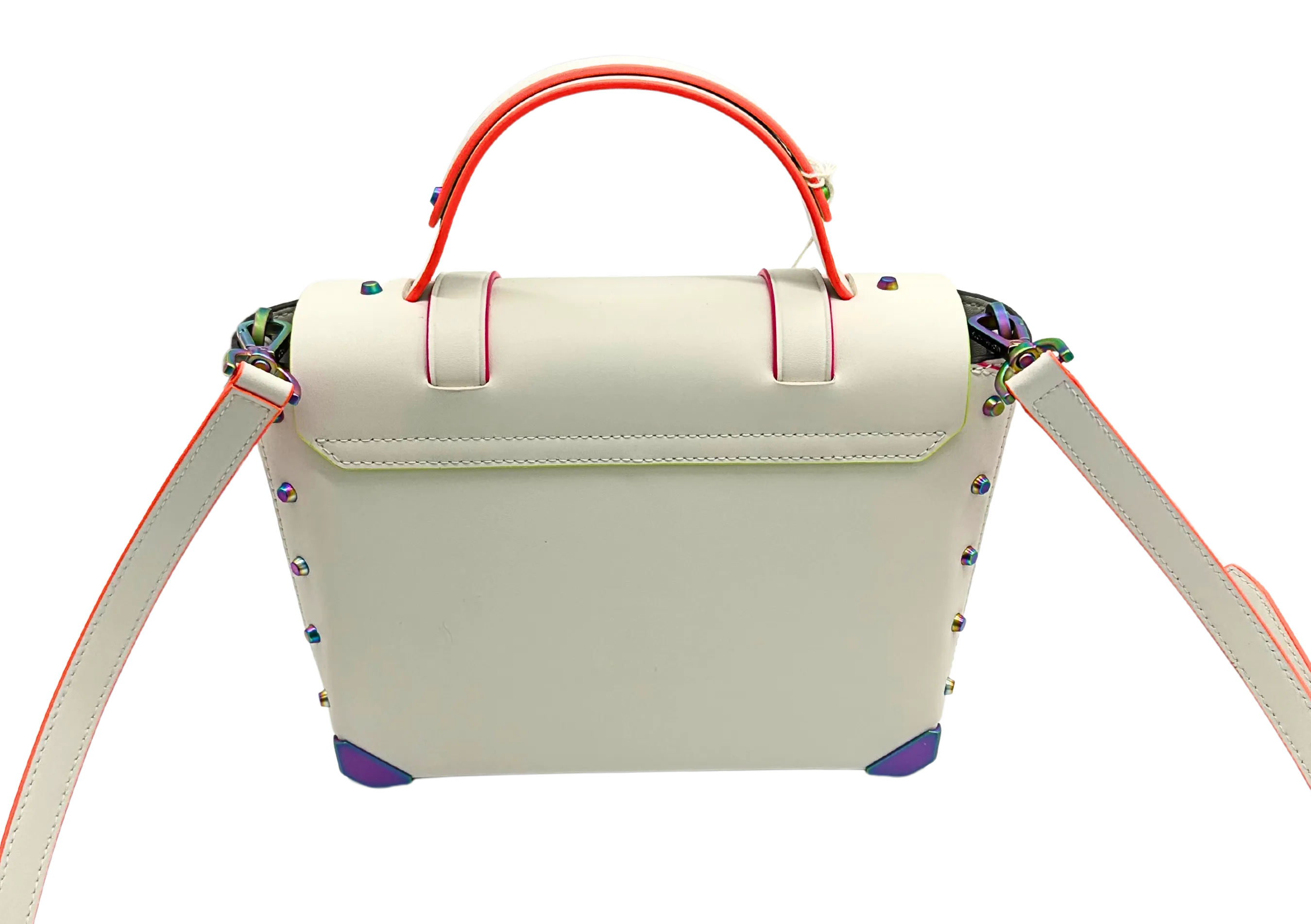 MICHAEL KORS Manhattan Medium White Neon Crossbody School Satchel Bag