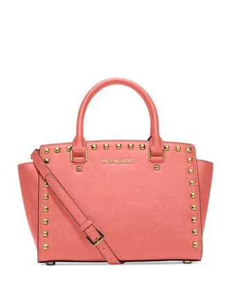 Michael Michael Kors Medium Selma Studded Saffiano Satchel