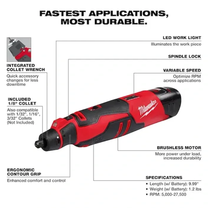 Milwaukee 2525-21 M12 Brushless Rotary Tool Kit