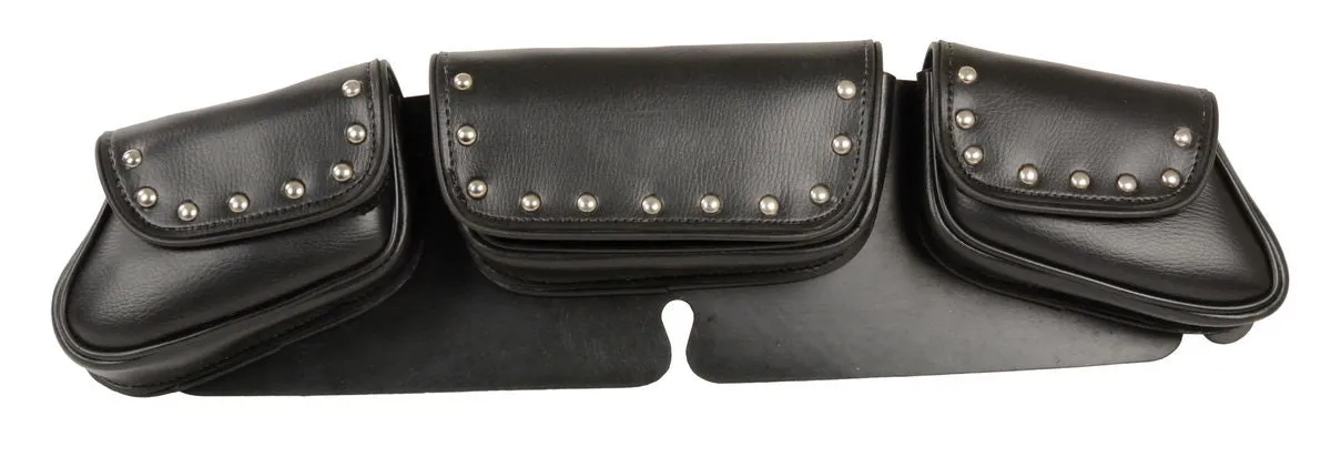 Milwaukee Leather SH67105 Black Triple Pocket Studded PVC Travel