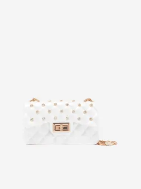 Monnalisa Girls Studded Handbag in White