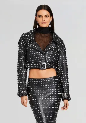 Mora Embellished Leather Jacket