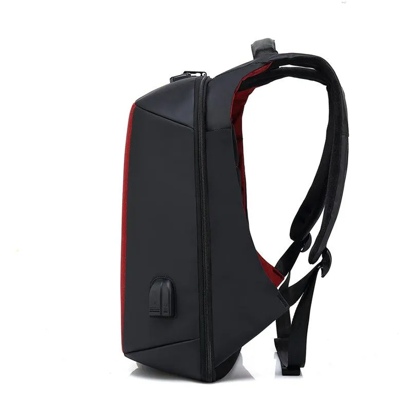 Multi-function Waterproof Nylon Anti-theft Computer Backpack With Changing And Auxiliary Port-Red