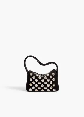 Nano Elena Bag in Black Suede with Silver Studs