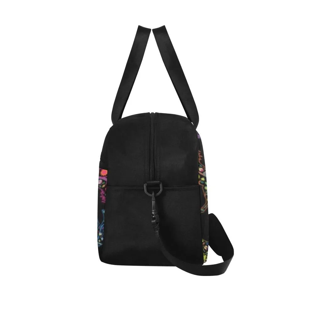 Neon Floral Horses Weekend Travel Bag