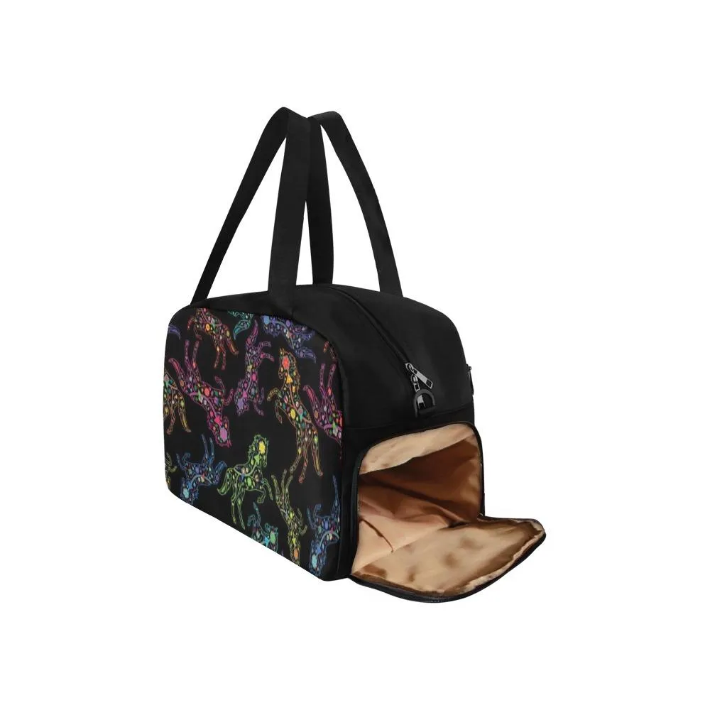 Neon Floral Horses Weekend Travel Bag