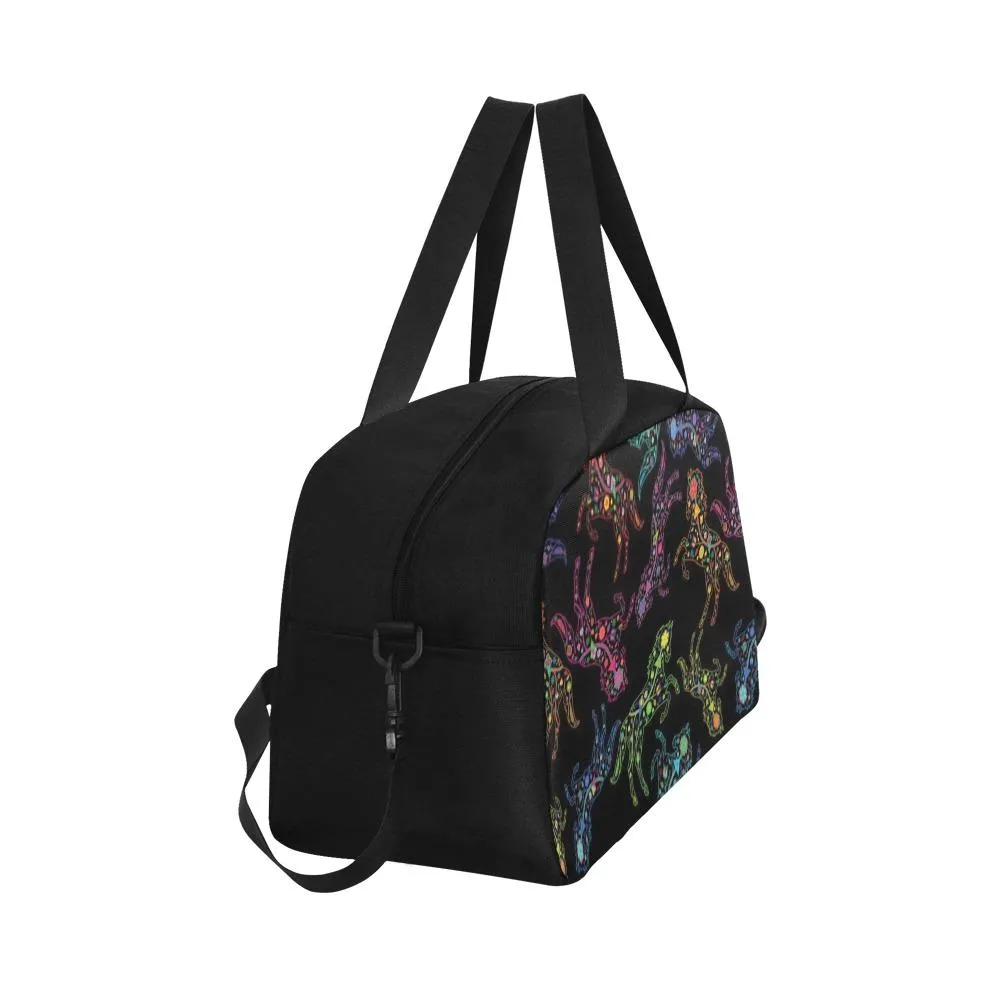 Neon Floral Horses Weekend Travel Bag