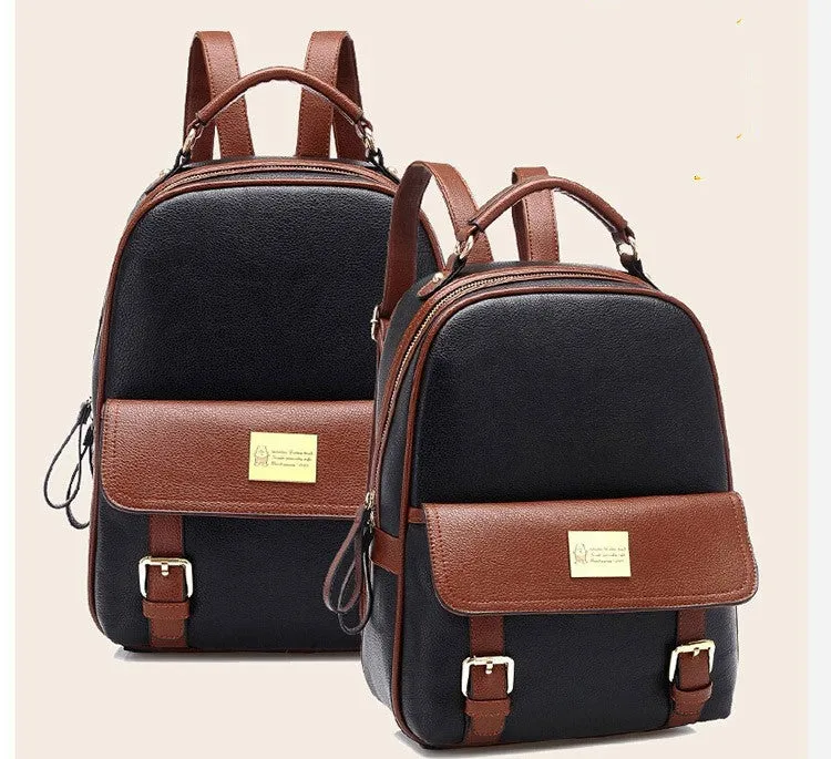 New fashion women backpacks patchwork bear girl student school bags pu leather travel rucksack