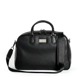 Newport Travel Satchel Bag - Black Leather Weekender