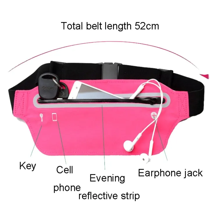 Outdoor Sports Reflective Waist Bag Ultra-Thin Waterproof Running Waist Pack(Rose Red)