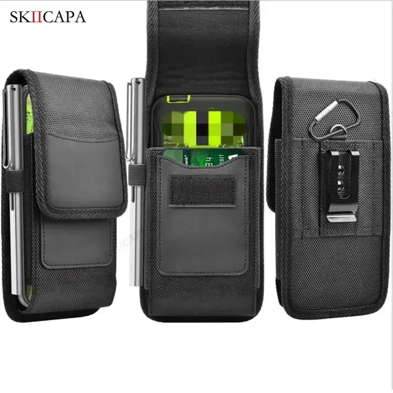 Oxford Cloth Leather Waist Pouch for Samsung S24 Ultra Plus with Belt Clip - Holster Bag for Galaxy A15, A05S, A05, A25