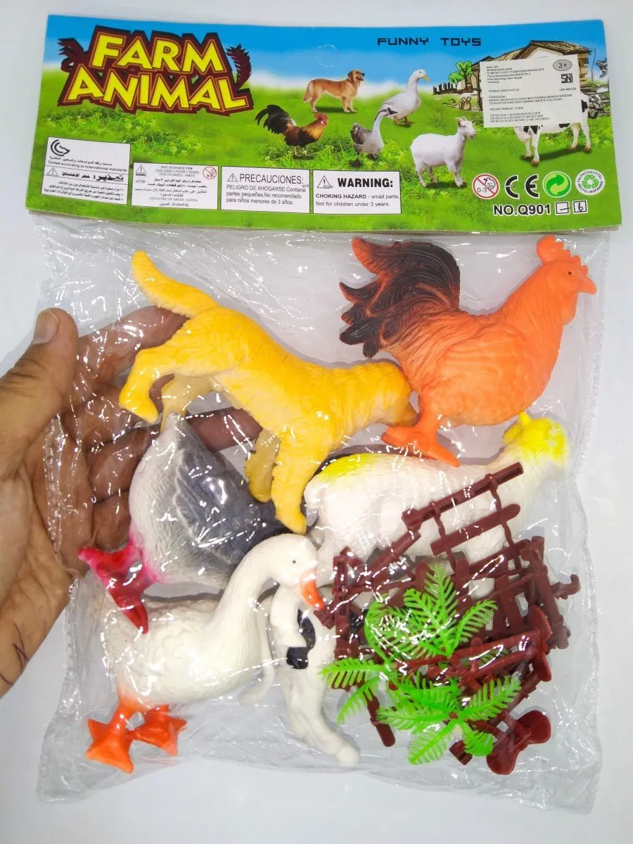 Pack of 6 Livestock and Pet Animal Playset