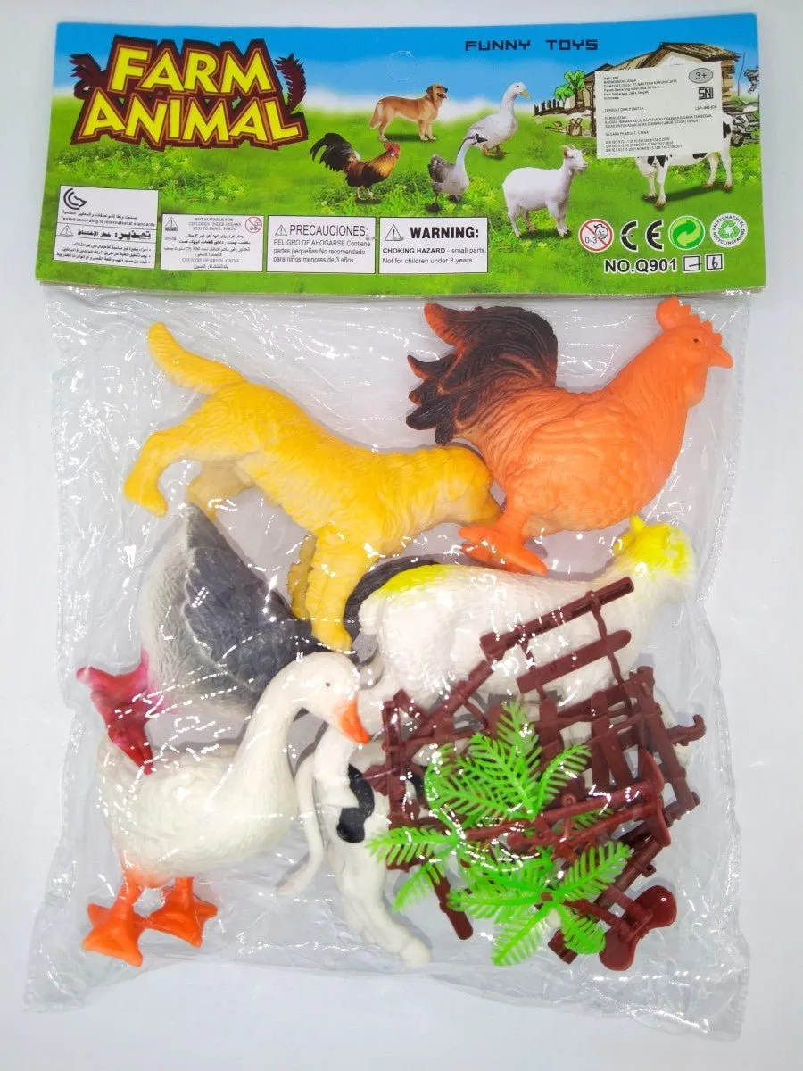 Pack of 6 Livestock and Pet Animal Playset